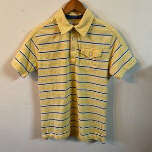 RED CAMEL MEDIUM YELLOW WITH BLUE & WHITE STRIPES SHORT-SLEEVE POCKET SHIRT